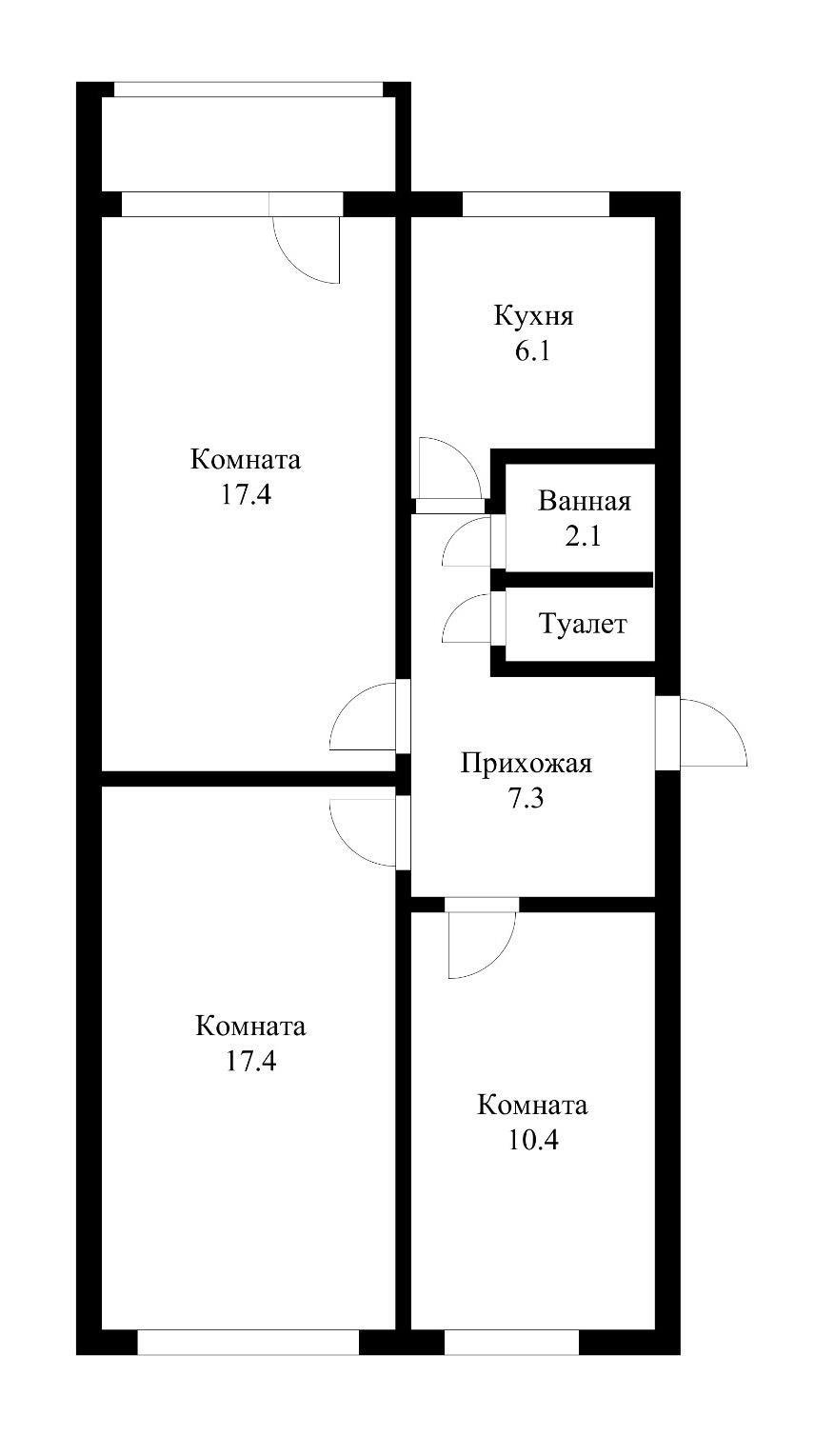 Фото №8: 3-комнатная квартира 62 м² - Краснодар, Карасунский внутригородской округ, мкр. Черёмушки, ул. Селезнёва, 100