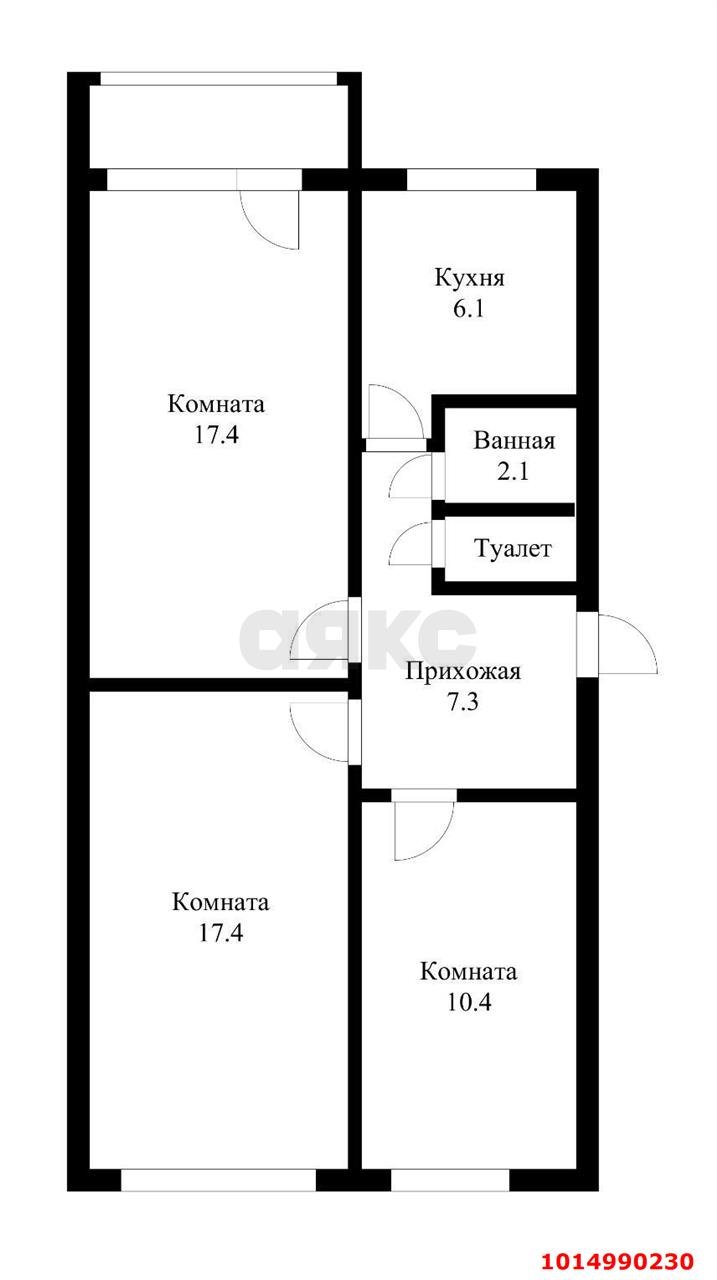 Фото №1: 3-комнатная квартира 62 м² - Краснодар, Черёмушки, ул. Селезнёва, 100