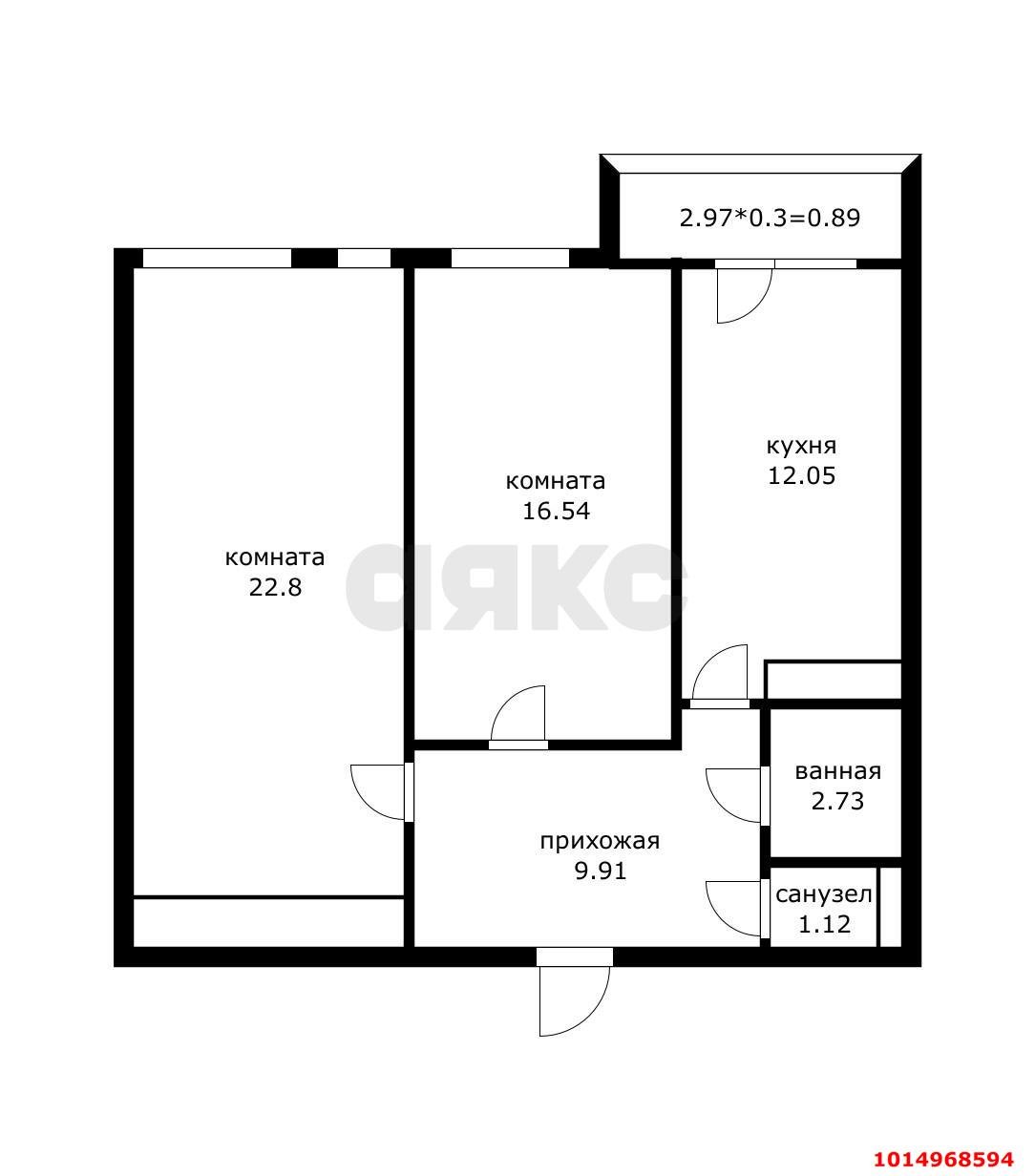 Фото №13: 2-комнатная квартира 68 м² - Краснодар, жилой комплекс Грин Парк, ул. имени Дмитрия Благоева, 29к1