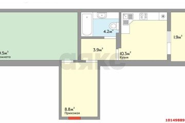 Фото №3: 1-комнатная квартира 47 м² - Краснодар, мкр. Восточно-Кругликовский, ул. Героя А.А. Аверкиева, 26