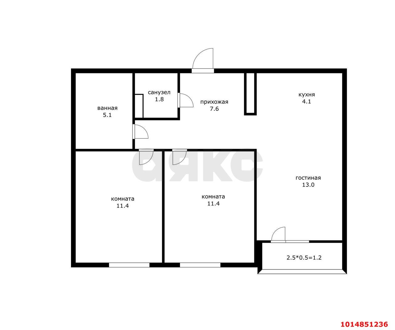 Фото №2: 2-комнатная квартира 61 м² - Краснодар, жилой комплекс Дыхание, ул. Лётчика Позднякова, 2к12