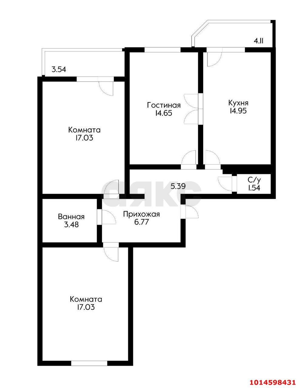 Фото №3: 3-комнатная квартира 91 м² - Краснодар, жилой комплекс Квартал № 6, ул. имени Героя Советского Союза Николая Воробьёва, 5