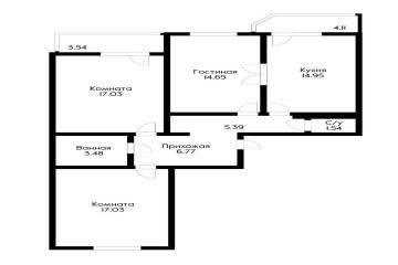 Фото №3: 3-комнатная квартира 91 м² - Краснодар, мкр. жилой комплекс Квартал № 6, ул. имени Героя Советского Союза Николая Воробьёва, 5