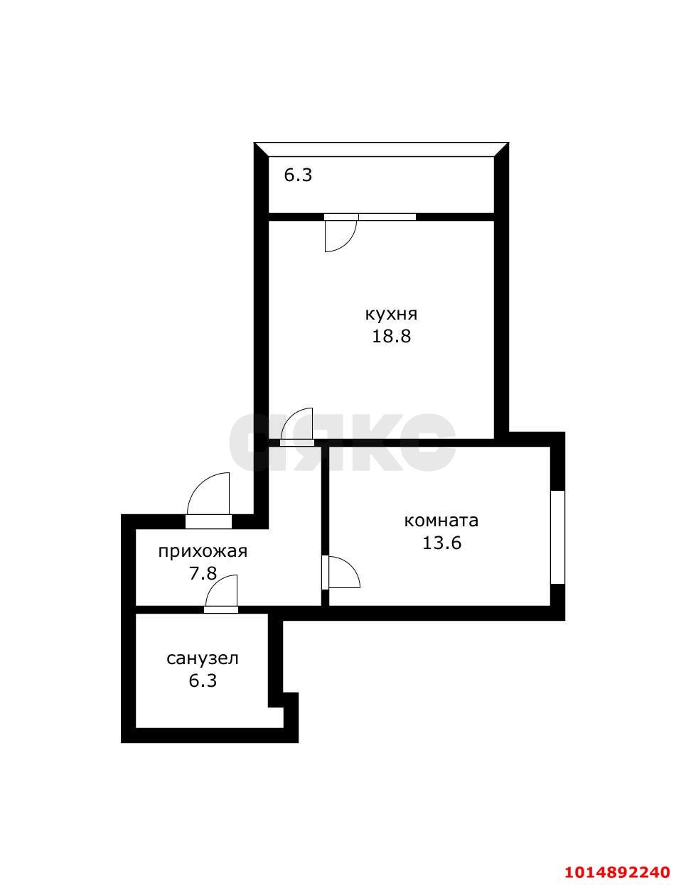 Фото №12: 1-комнатная квартира 46 м² - Краснодар, жилой комплекс Сокольники, ул. имени М.Е. Соколова, 86к1