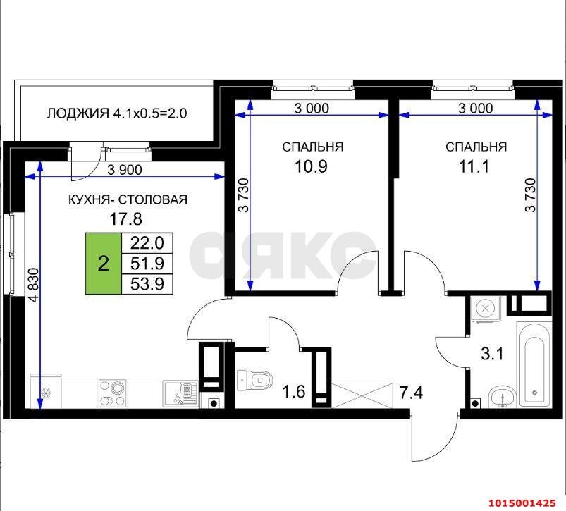 Фото №13: 2-комнатная квартира 55 м² - Краснодар, жилой комплекс Ракурс, ул. имени Героя Ростовского, 8к1