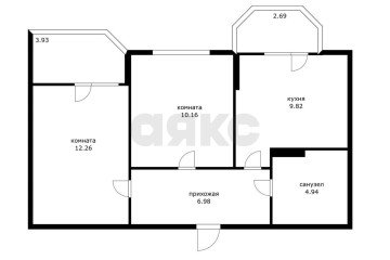 Фото №2: 2-комнатная квартира 44 м² - Краснодар, мкр. Светлоград, ул. Красных Партизан, 1/4к5