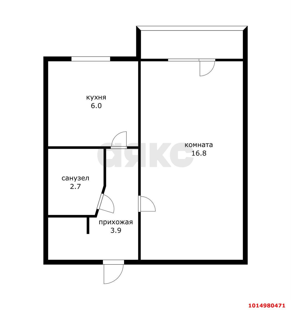Фото №4: 1-комнатная квартира 34 м² - Краснодар, Юбилейный, ул. имени Калинина, 13к43