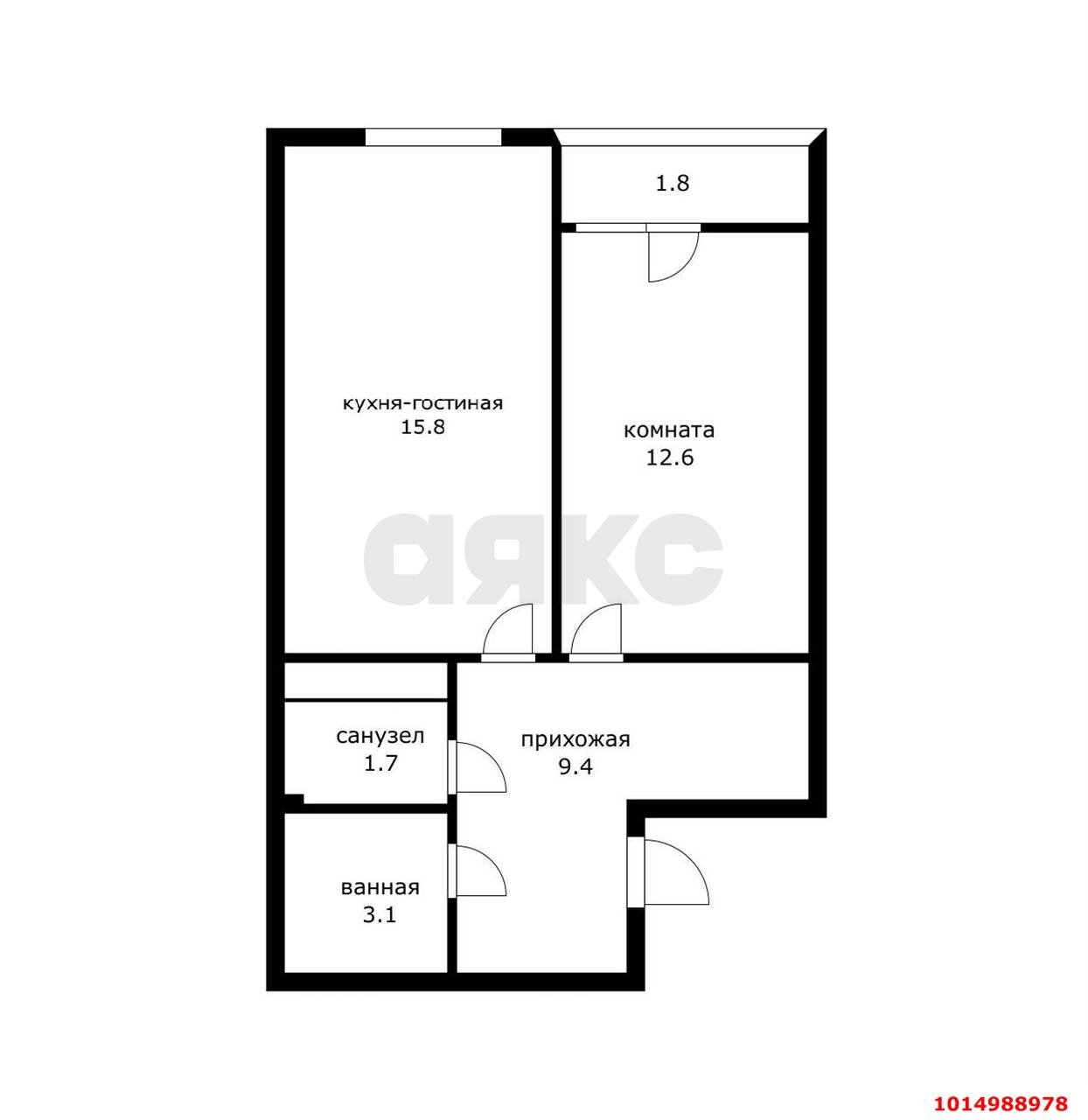 Фото №4: 1-комнатная квартира 44 м² - Краснодар, Славянский, ул. Заполярная, 37к1