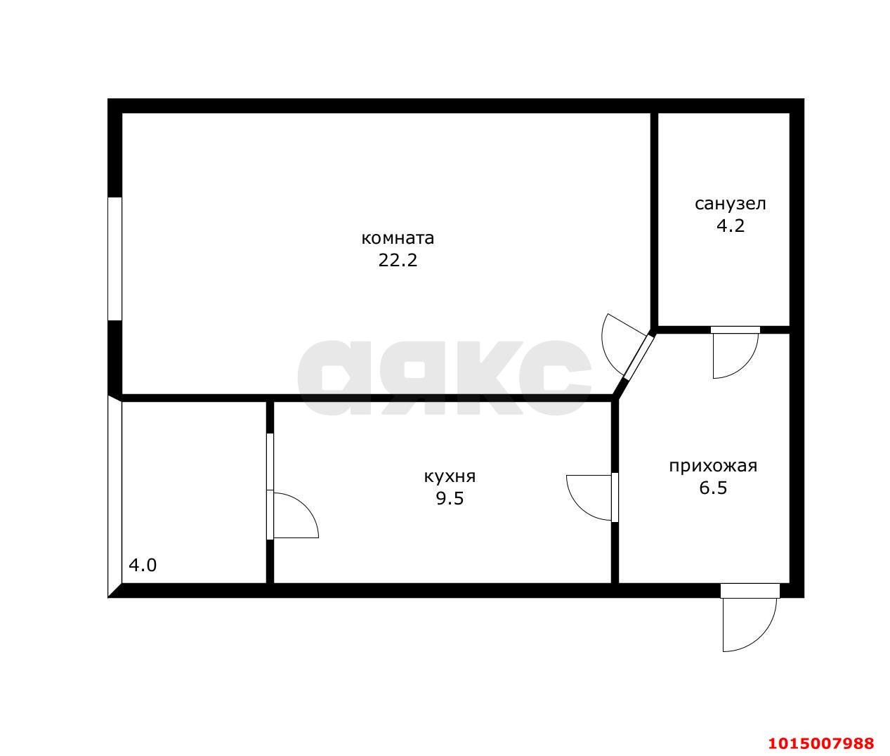Фото №6: 1-комнатная квартира 46 м² - Краснодар, Краевая Клиническая Больница, ул. Черкасская, 35