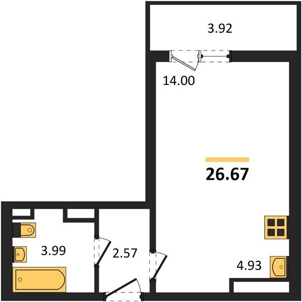 Фото №1: Студия 26 м² - Майкоп, ул. Владимира Жоги, 4
