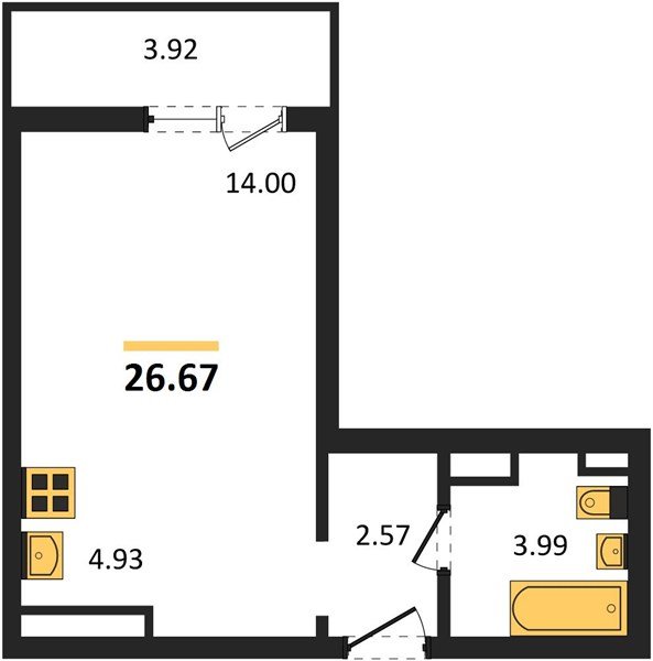 Фото №1: Студия 26 м² - Майкоп, ул. Владимира Жоги, 4