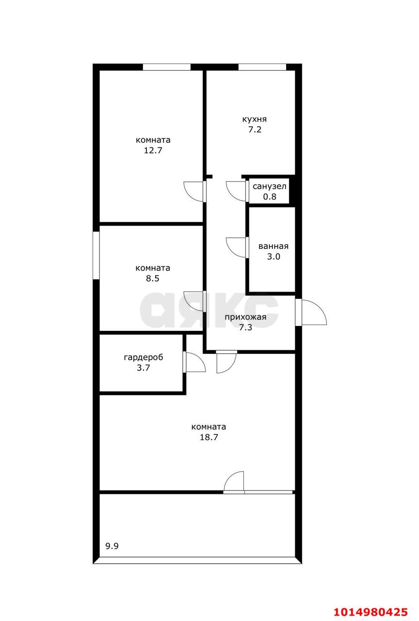 Фото №16: 3-комнатная квартира 67 м² - Краснодар, Центральный внутригородской округ, мкр. Табачная Фабрика, ул. Московская, 2к1