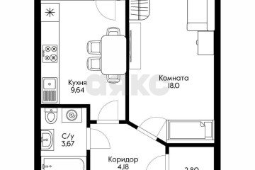 Фото №5: 1-комнатная квартира 38 м² - Краснодар, мкр. Завод Измерительных Приборов, ул. Зиповская, 36