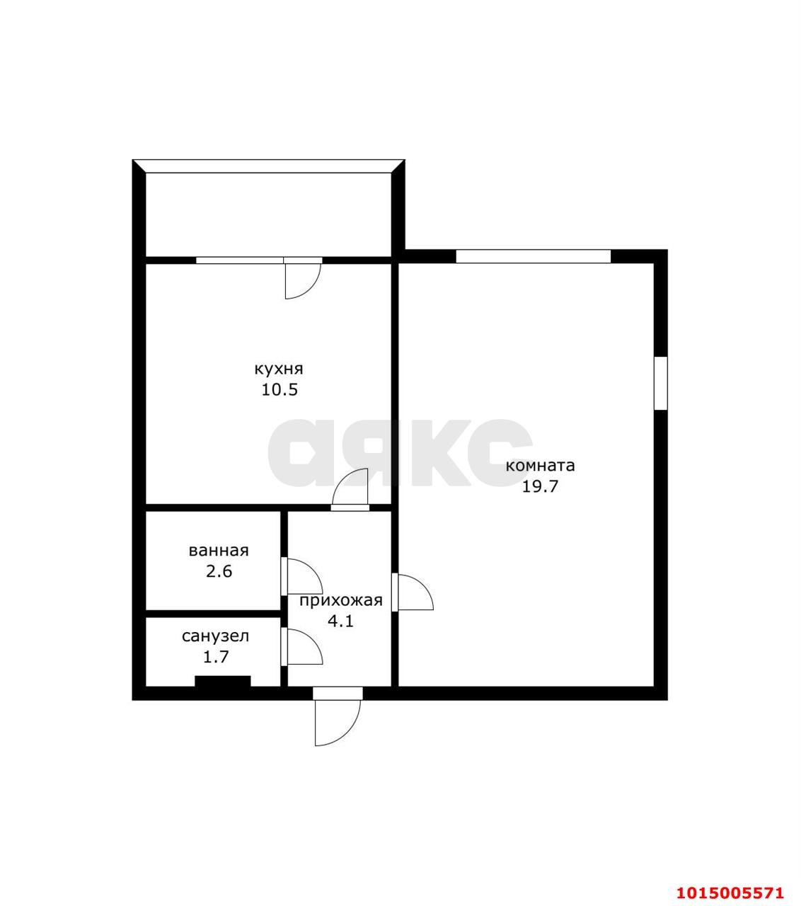Фото №7: 1-комнатная квартира 38 м² - Краснодар, Юбилейный, б-р Платановый, 6