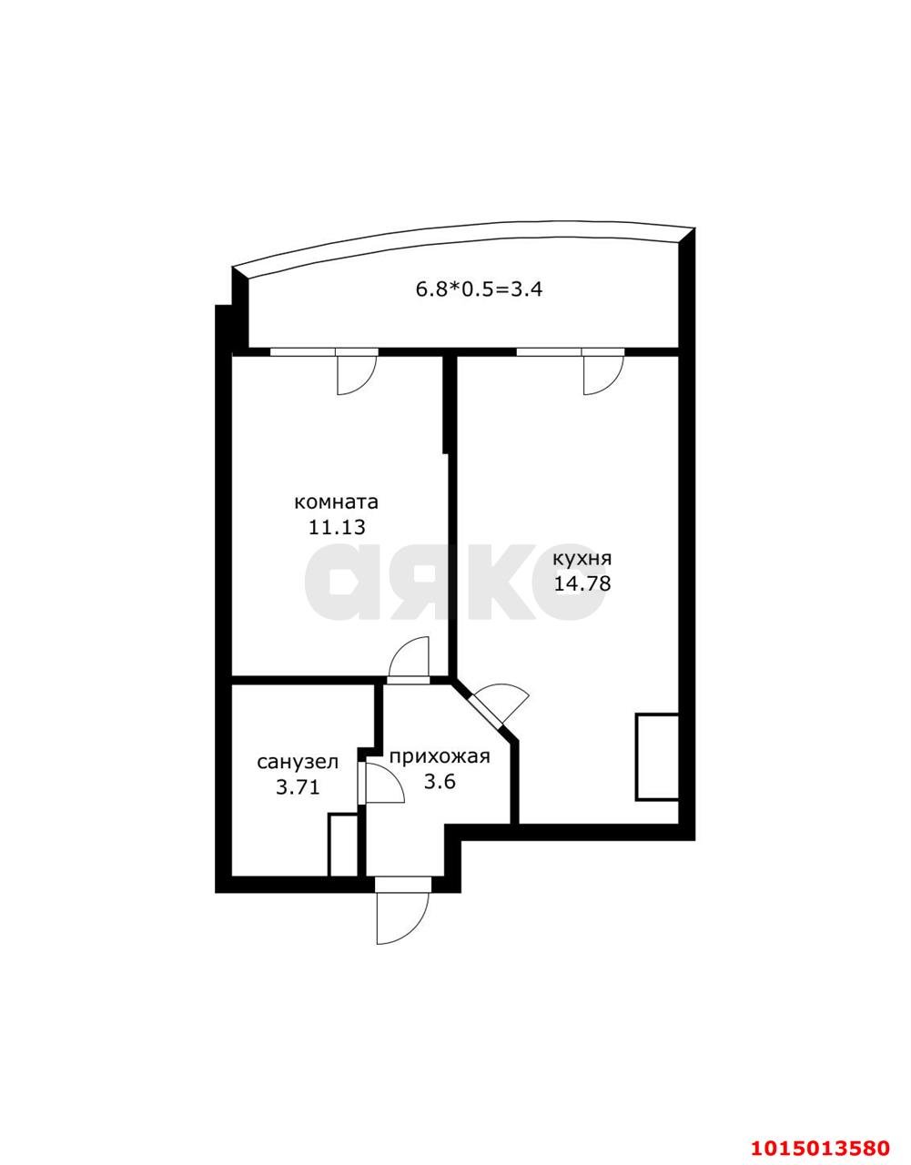 Фото №17: 1-комнатная квартира 36 м² - Краснодар, имени Петра Метальникова, ул. Петра Метальникова, 38