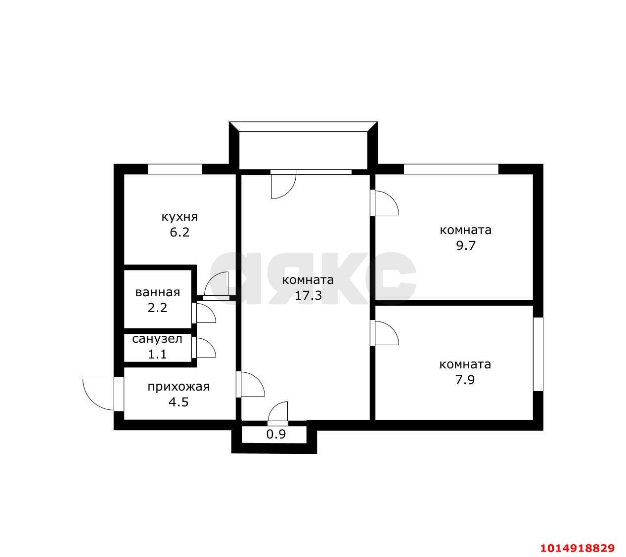 Фото №8: 3-комнатная квартира 49 м² - Краснодар, Фестивальный, ул. Атарбекова, 21