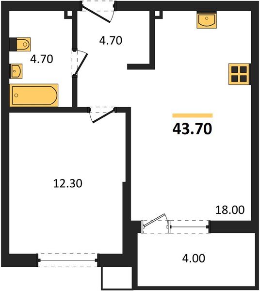 Фото №1: 1-комнатная квартира 43 м² - Краснодар, Парк Победы, мкр. Прикубанский внутригородской округ