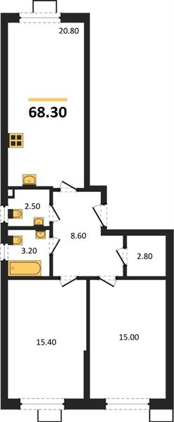 Фото №1: 2-комнатная квартира 68 м² - Краснодар, Парк Победы, мкр. Прикубанский внутригородской округ