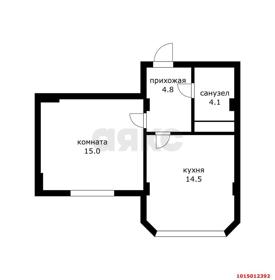 Фото №12: 1-комнатная квартира 38 м² - Яблоновский, ул. Космическая, 88к1