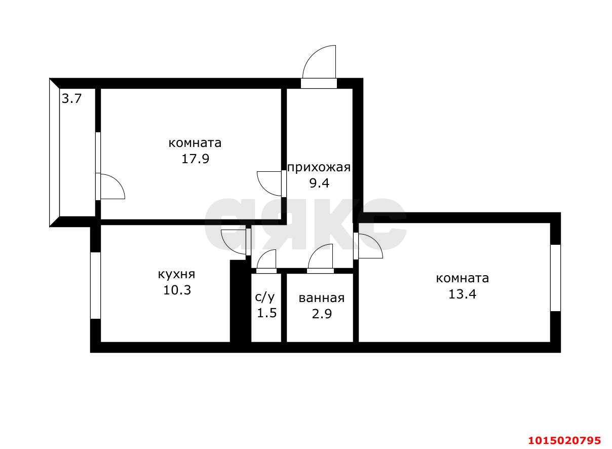 Фото №10: 2-комнатная квартира 56 м² - Яблоновский, мкр. жилой комплекс Солнечный, ул. Солнечная, 55к16