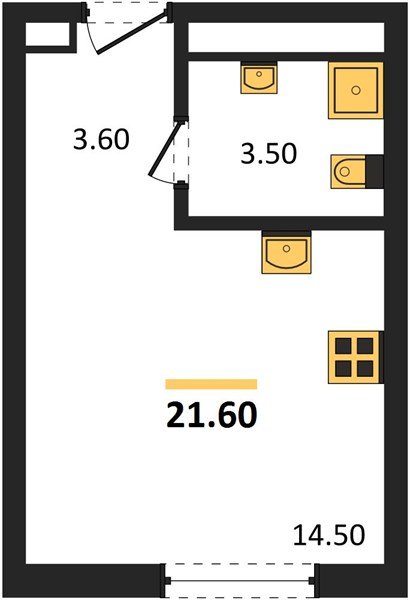 Фото №1: Студия 21 м² - Краснодар, квартал Самолёт, жилой комплекс Самолёт-7, мкр. Прикубанский внутригородской округ