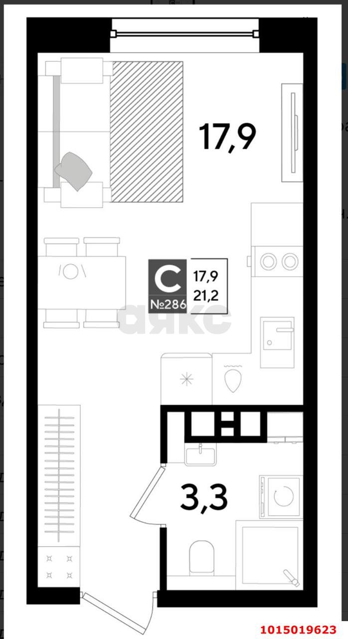 Фото №3: Студия 21 м² - Краснодар, Догма Парк, ул. Марины Цветаевой, 35