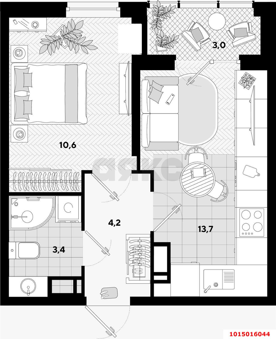 Фото №16: 1-комнатная квартира 35 м² - Краснодар, Парк Победы, ул. Героя Пешкова, 14
