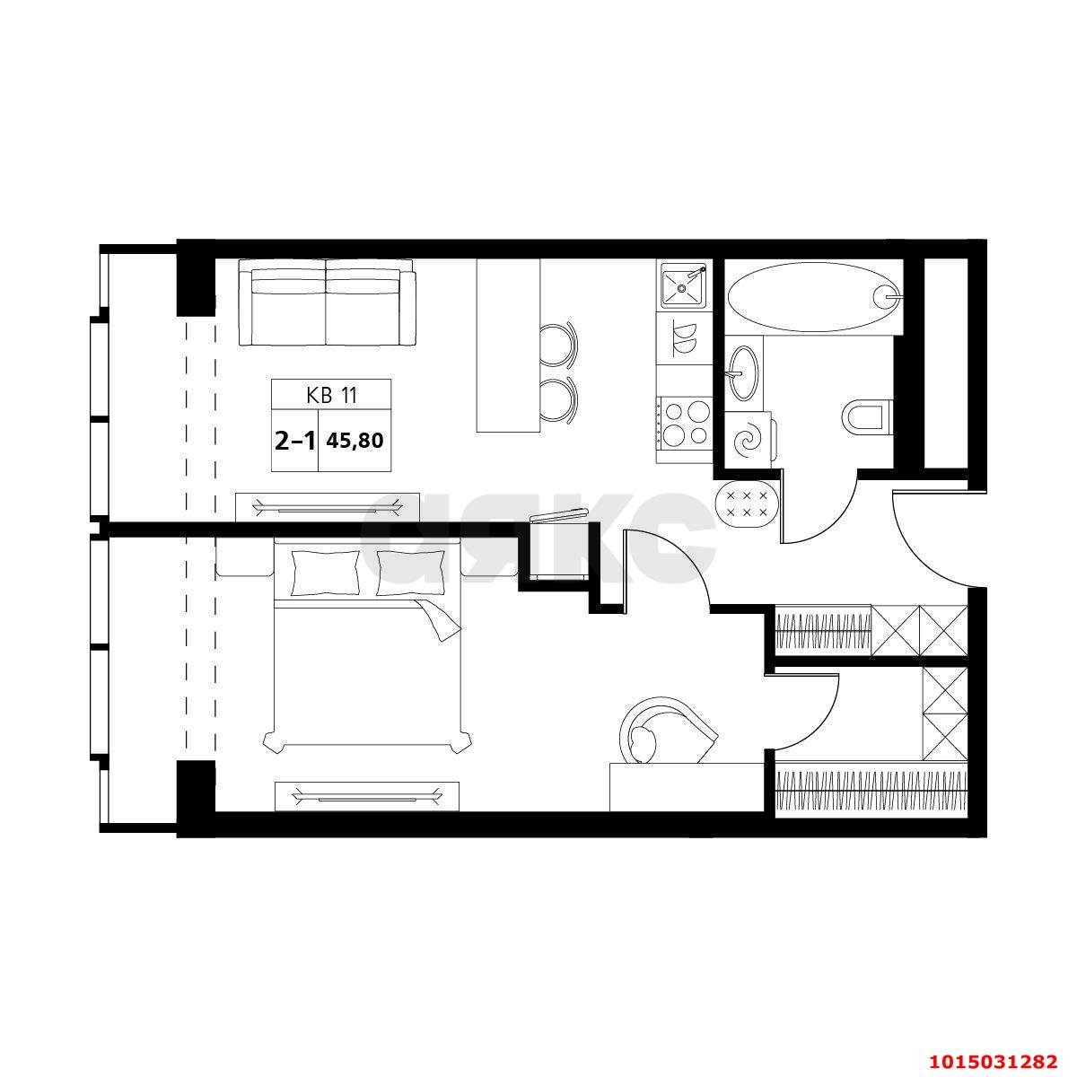 Фото №13: 2-комнатная квартира 45 м² - Краснодар, ЖК Аксис Центр, ул. Северная, 269/3
