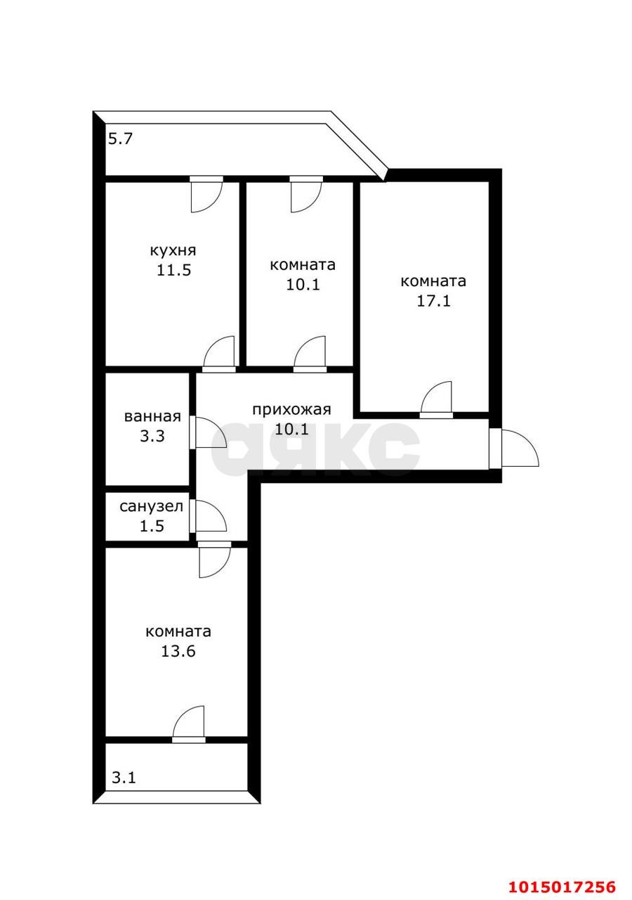 Фото №12: 3-комнатная квартира 80 м² - Краснодар, Прикубанский внутригородской округ, мкр. Краевая Клиническая Больница, ул. Восточно-Кругликовская, 53