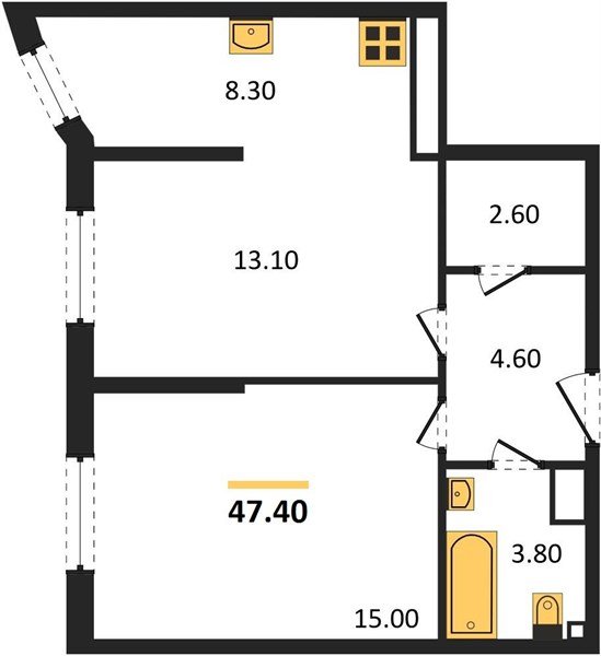 Фото №1: 2-комнатная квартира 47 м² - Краснодар, Прикубанский внутригородской округ, мкр. жилой комплекс Самолёт-6