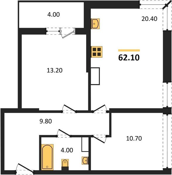 Фото №1: 2-комнатная квартира 62 м² - Краснодар, Прикубанский внутригородской округ, мкр. жилой комплекс Самолёт-6