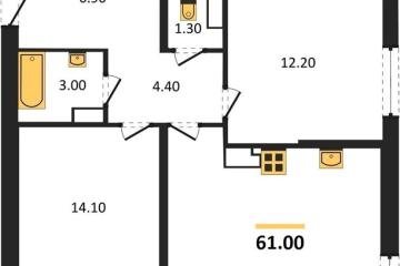 Фото №1: 2-комнатная квартира 60 м² - Краснодар, мкр. жилой комплекс Самолёт-6, 