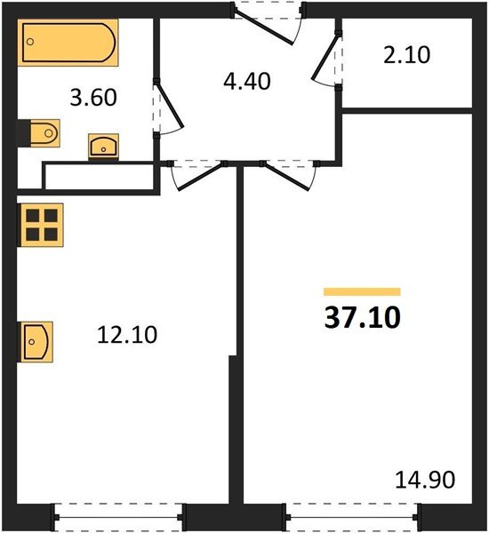 Фото №1: 1-комнатная квартира 37 м² - Краснодар, Прикубанский внутригородской округ, мкр. жилой комплекс Самолёт-6