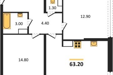 Фото №1: 2-комнатная квартира 63 м² - Краснодар, мкр. жилой комплекс Самолёт-6, 