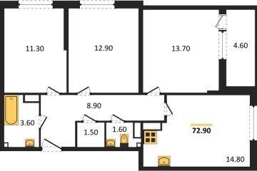 Фото №1: 3-комнатная квартира 72 м² - Краснодар, мкр. жилой комплекс Самолёт-6, 