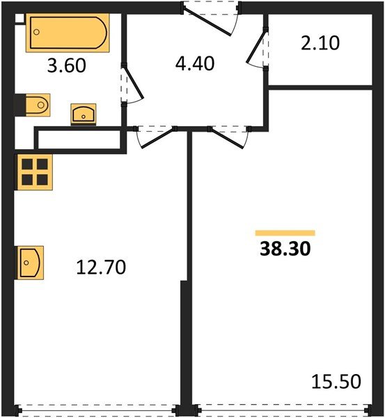Фото №1: 1-комнатная квартира 38 м² - Краснодар, жилой комплекс Самолёт-6