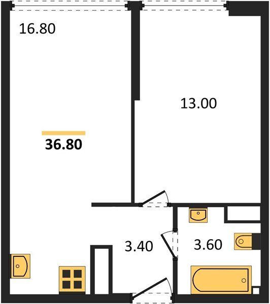 Фото №1: 1-комнатная квартира 36 м² - Краснодар, жилой комплекс Самолёт-6
