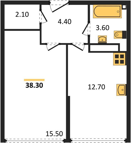 Фото №1: 1-комнатная квартира 38 м² - Краснодар, жилой комплекс Самолёт-6