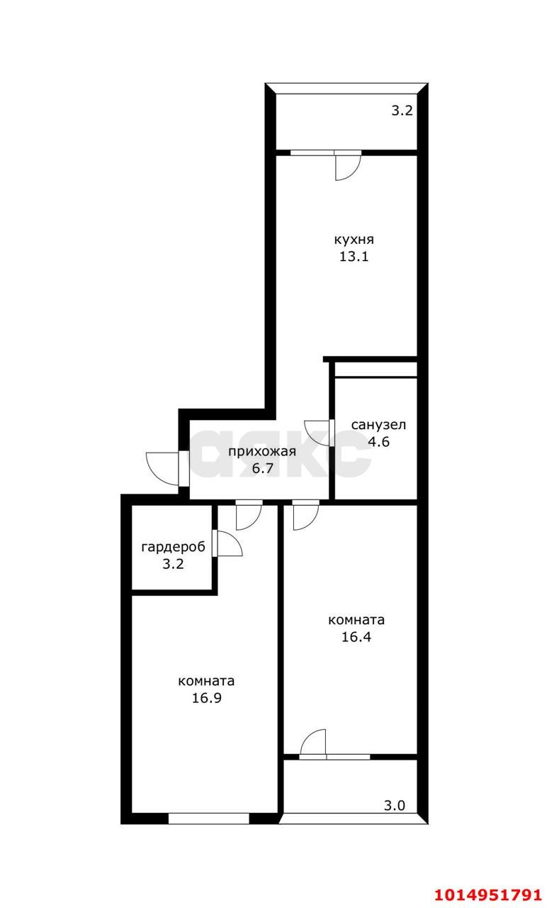 Фото №12: 2-комнатная квартира 60 м² - Краснодар, Славянский, ул. Заполярная, 39к1