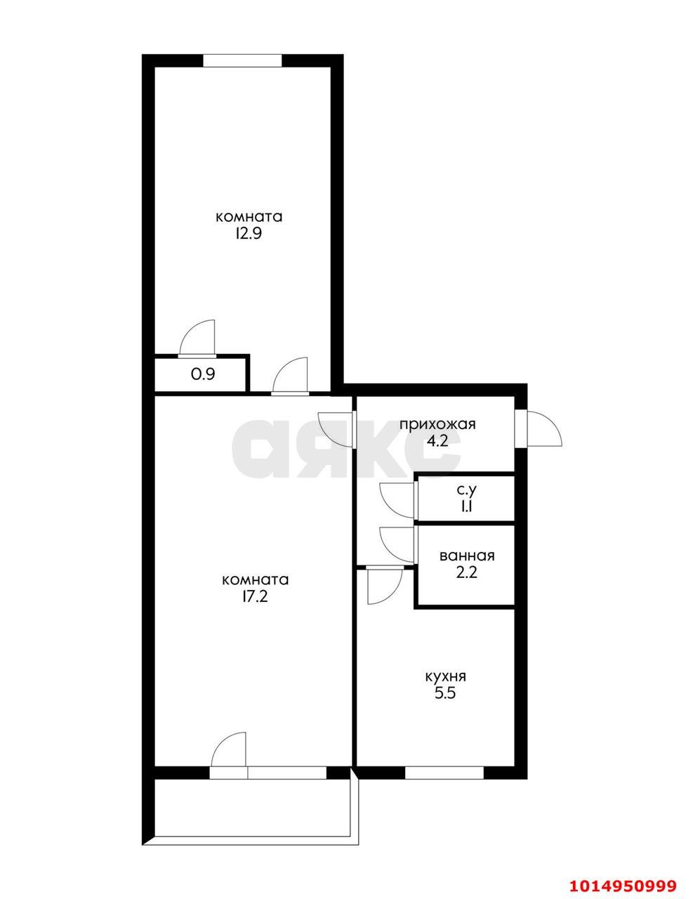 Фото №2: 2-комнатная квартира 48 м² - Берёзовый, Прогресс, ул. Археолога Анфимова, 25