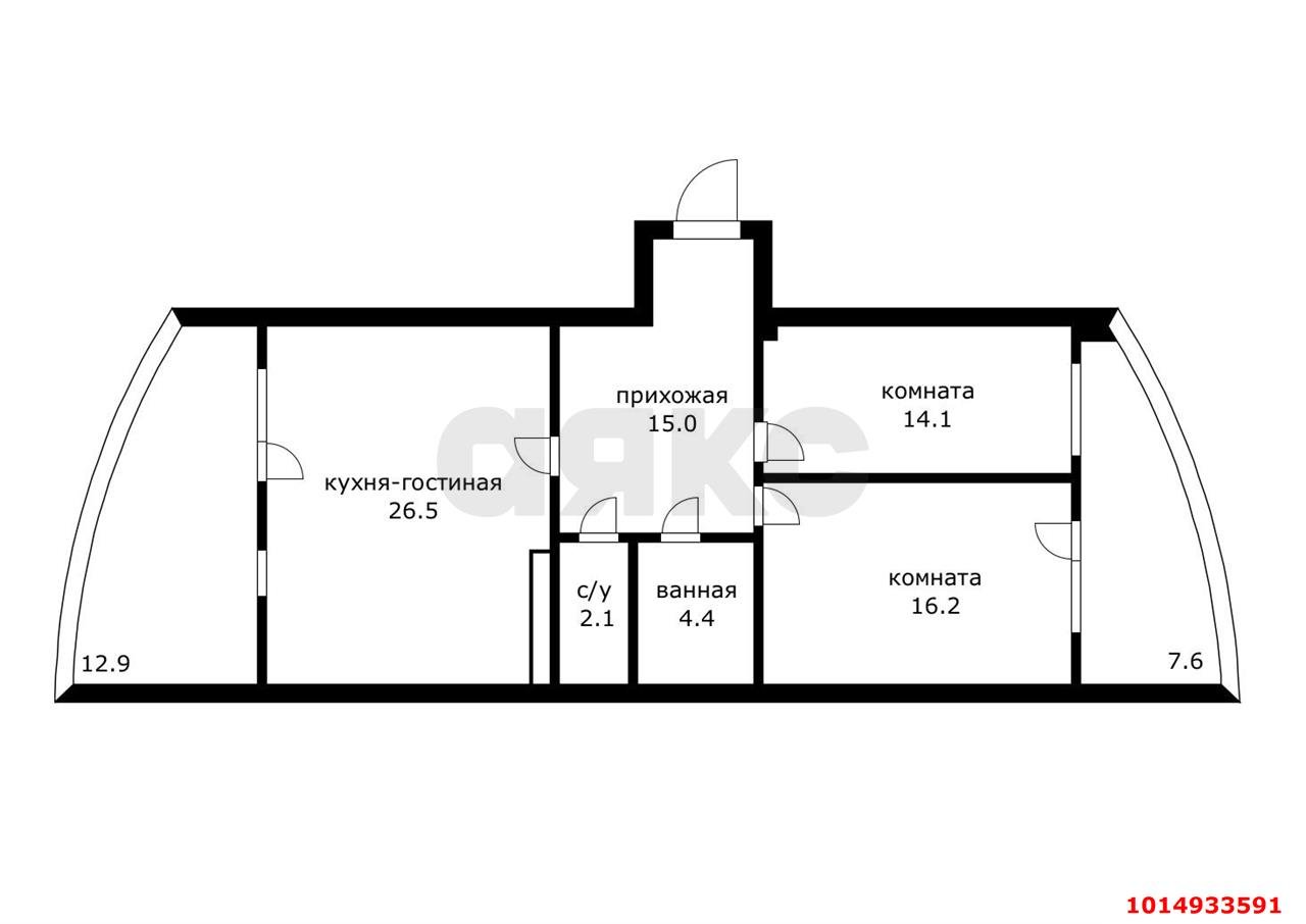 Фото №12: 3-комнатная квартира 98 м² - Краснодар, ЖК Оникс, ул. Российская, 267к4