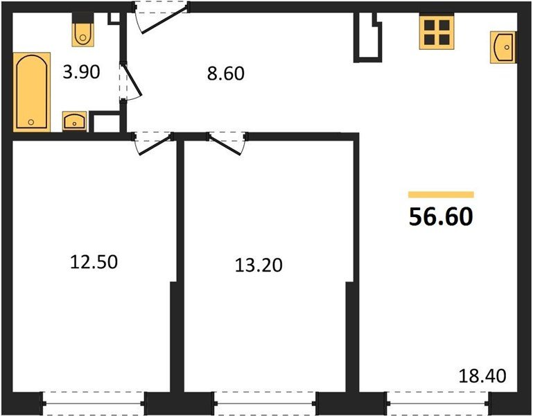 Фото №1: 2-комнатная квартира 56 м² - Краснодар, жилой комплекс Самолёт-6