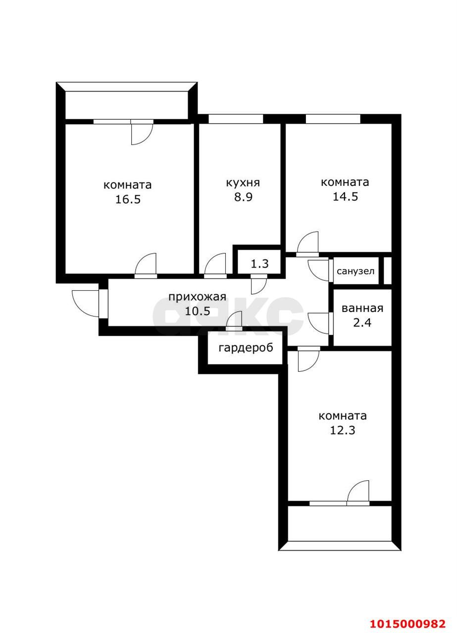 Фото №16: 3-комнатная квартира 64 м² - Краснодар, Краевая Клиническая Больница, ул. имени 40-летия Победы, 65