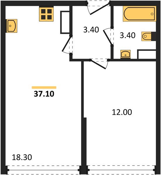 Фото №1: 1-комнатная квартира 37 м² - Краснодар, жилой комплекс Самолёт-6