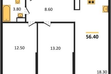 Фото №1: 2-комнатная квартира 56 м² - Краснодар, мкр. жилой комплекс Самолёт-6, 