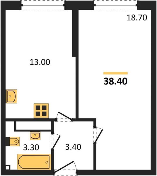 Фото №1: 1-комнатная квартира 38 м² - Краснодар, жилой комплекс Самолёт-6