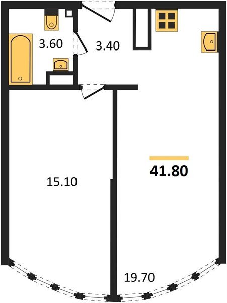 Фото №1: 1-комнатная квартира 41 м² - Краснодар, жилой комплекс Самолёт-6
