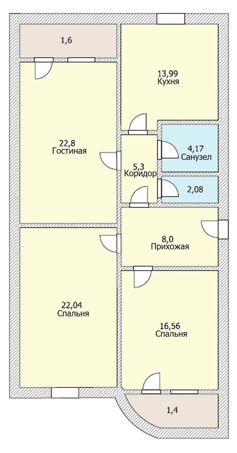 Фото №9: 3-комнатная квартира 94 м² - Краснодар, Центральный внутригородской округ, жилой комплекс Каскад, мкр. Центральный, ул. Леваневского, 187