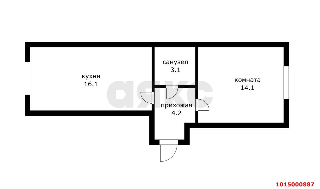 Фото №13: 1-комнатная квартира 37 м² - Российский, Прикубанский внутригородской округ, ул. имени В.М. Комарова, 30