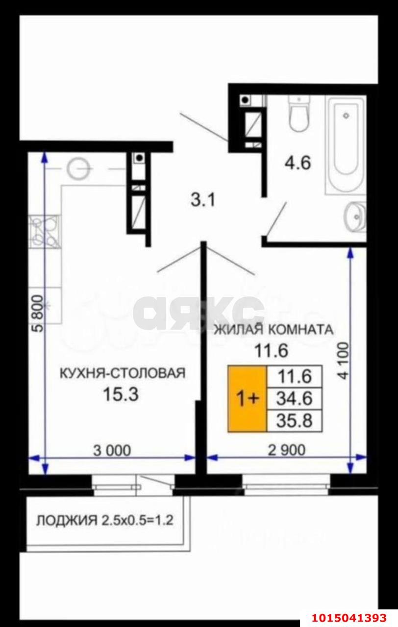 Фото №5: 1-комнатная квартира 38 м² - Краснодар, жилой комплекс Дыхание, ул. Лётчика Позднякова, 2к23